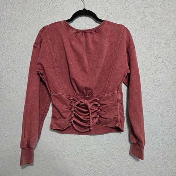 Gilded Intent Womens Corset Back Long Sleeve Top Size XS Coquette Soft Girl - Picture 2 of 6